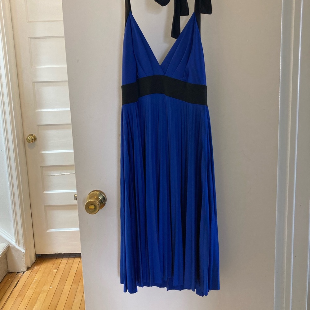 Soprano royal blue pleated halter dress size medium